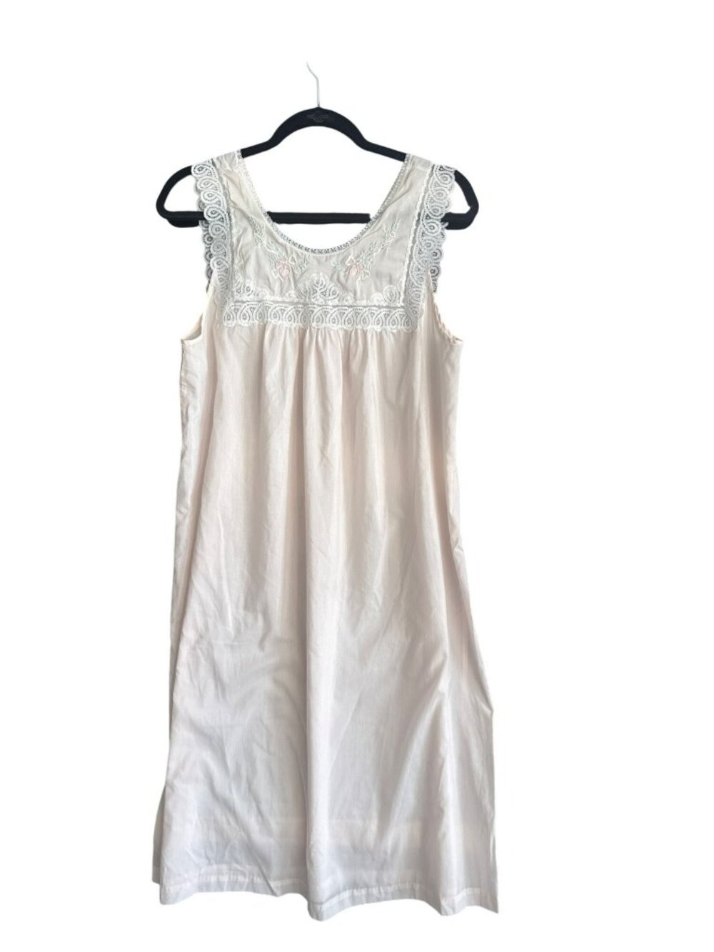 Vintage Barbizon Pink Sleeveless Medium Nightgown Lace Embroidery Gown